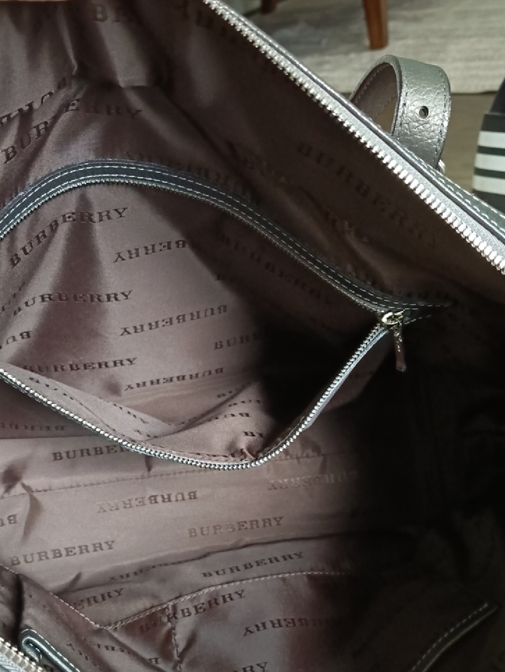 Burberry Pink Tote with Silver Trim and Plaid Accent - Picture 10 of 10